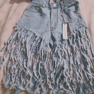 Fringe jean shorts